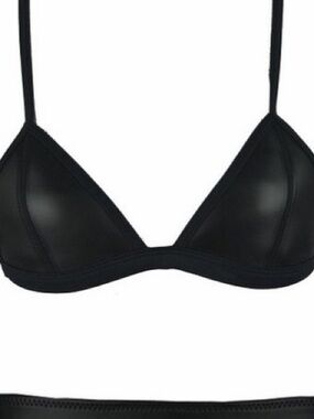 triangl swimwear black faux leather bikini top